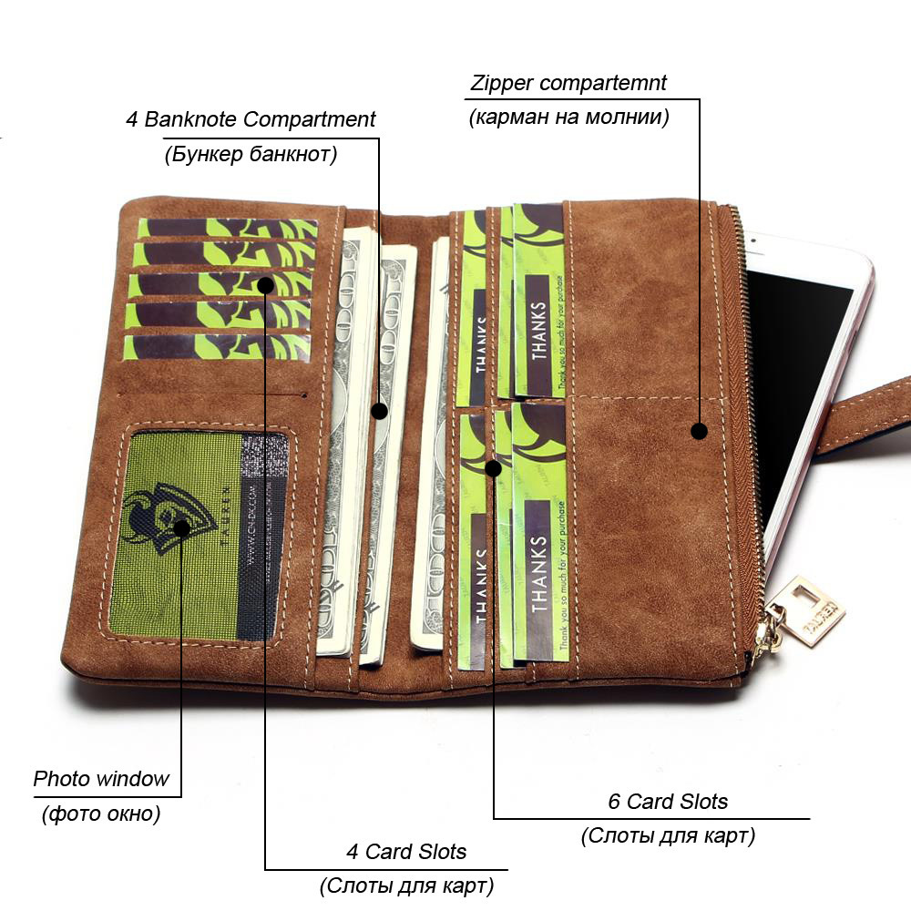 Portefeuille rétro mat en cuir