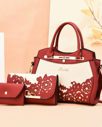 Sac à main en cuir, 3 pièces