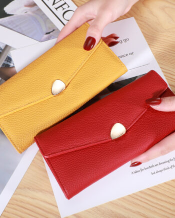Portefeuille pochette pour femme à motif litchi