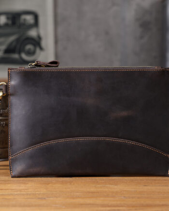 Pochette simple en cuir Crazy Horse