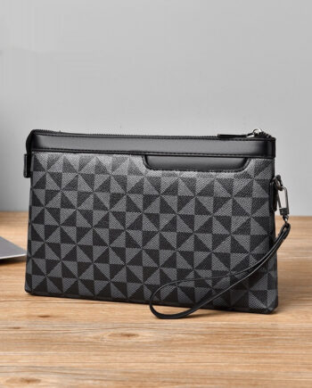 Enveloppe portable en cuir à carreaux