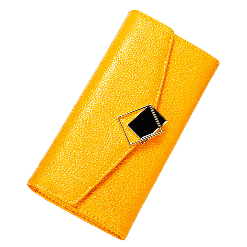 Portefeuille long tendance et de grande capacité, en cuir véritable